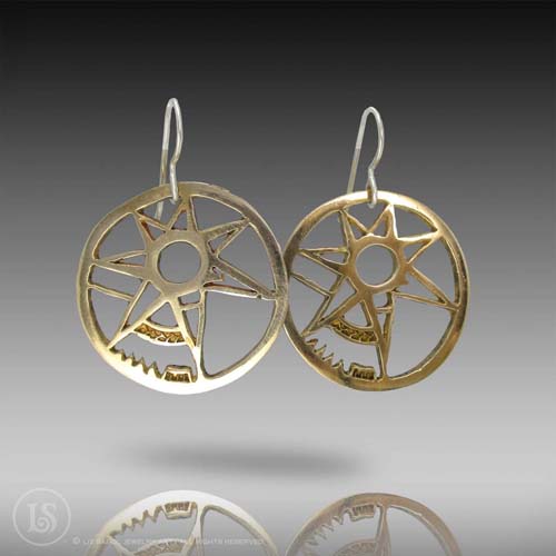 Star Fire Lattice Earrings, Bronze