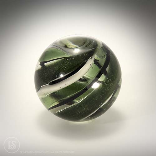 Green Adventurine Twist Marbles, Borosilicate Glass