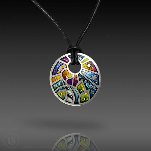 Surreal Midnight Pendant, 960 sterling silver