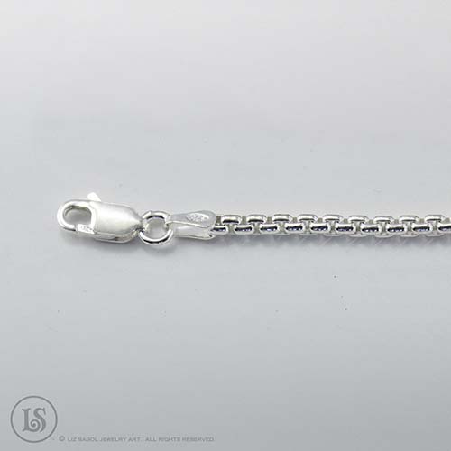 2.5mm Rounded Box Chain, Sterling Silver, 18