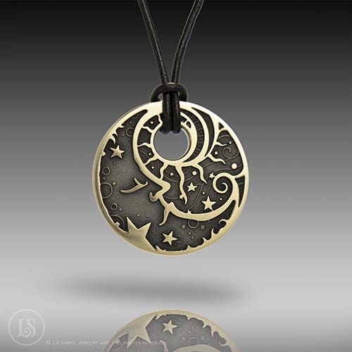 Man in the Moon Pendant, Brass