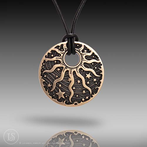 Celestial Sun Black Pendant, Copper