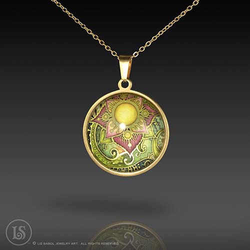Passion Pendant, Glass, Gold-plated Stainless Steel