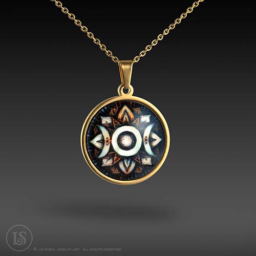 Vintage Dreams Triple Goddess Pendant, Glass, Gold-plated Stainless Steel