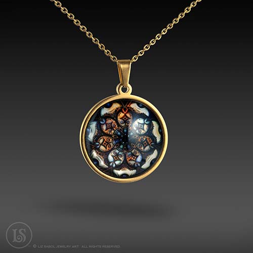 Vintage Dreams Mandala 22 Pendant, Glass, Gold-plated Stainless Steel