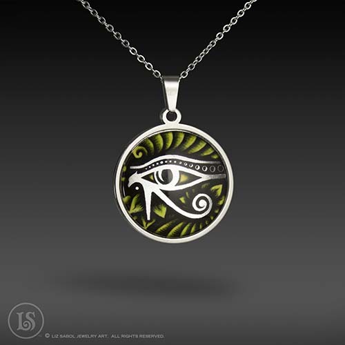 Eye of Horus Pendant, Glass, Stainless Steel